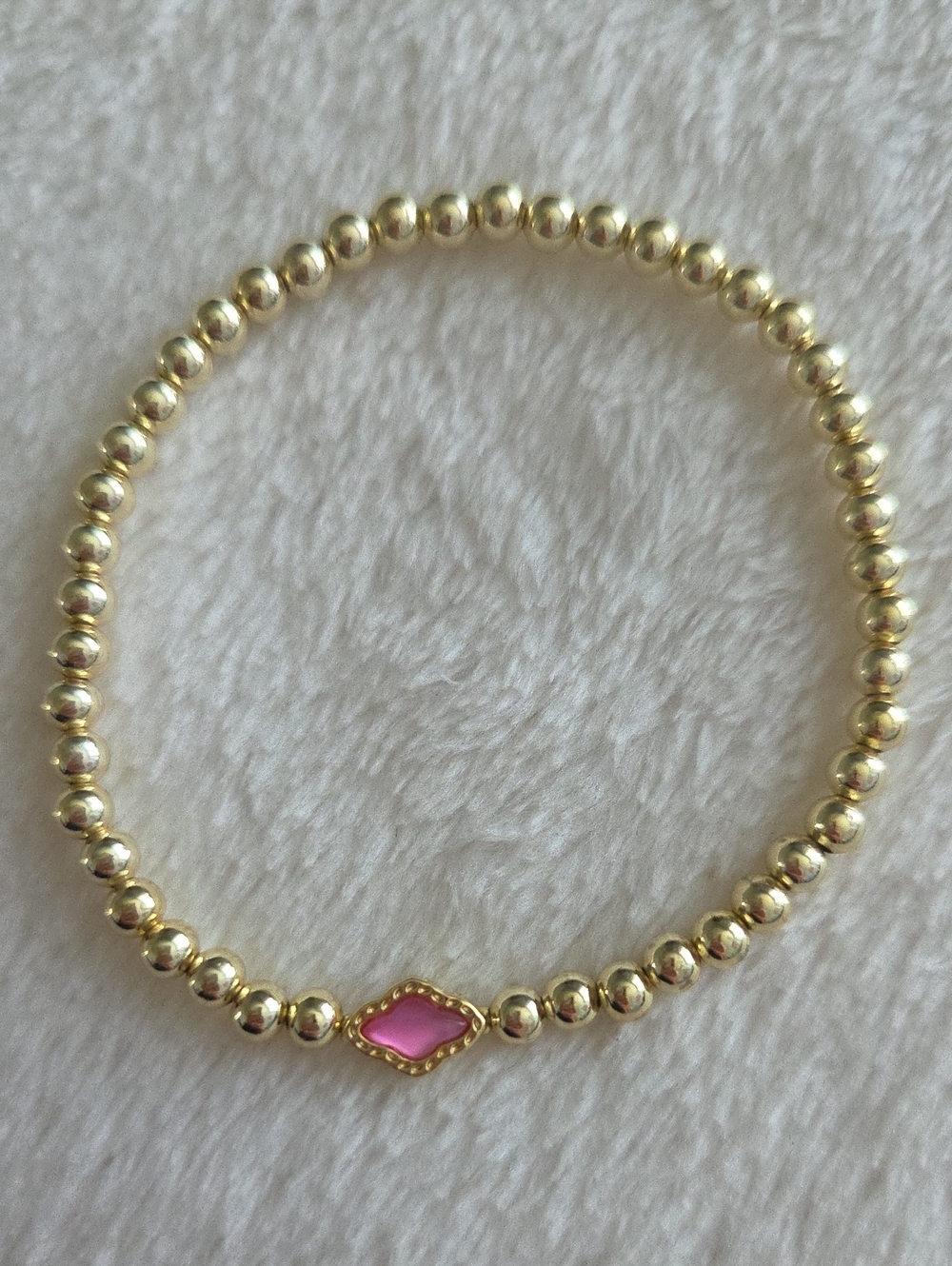 KENDRA SCOTT Abbie Beaded Stretch Pink Azalea Illusion Gold Bracelet